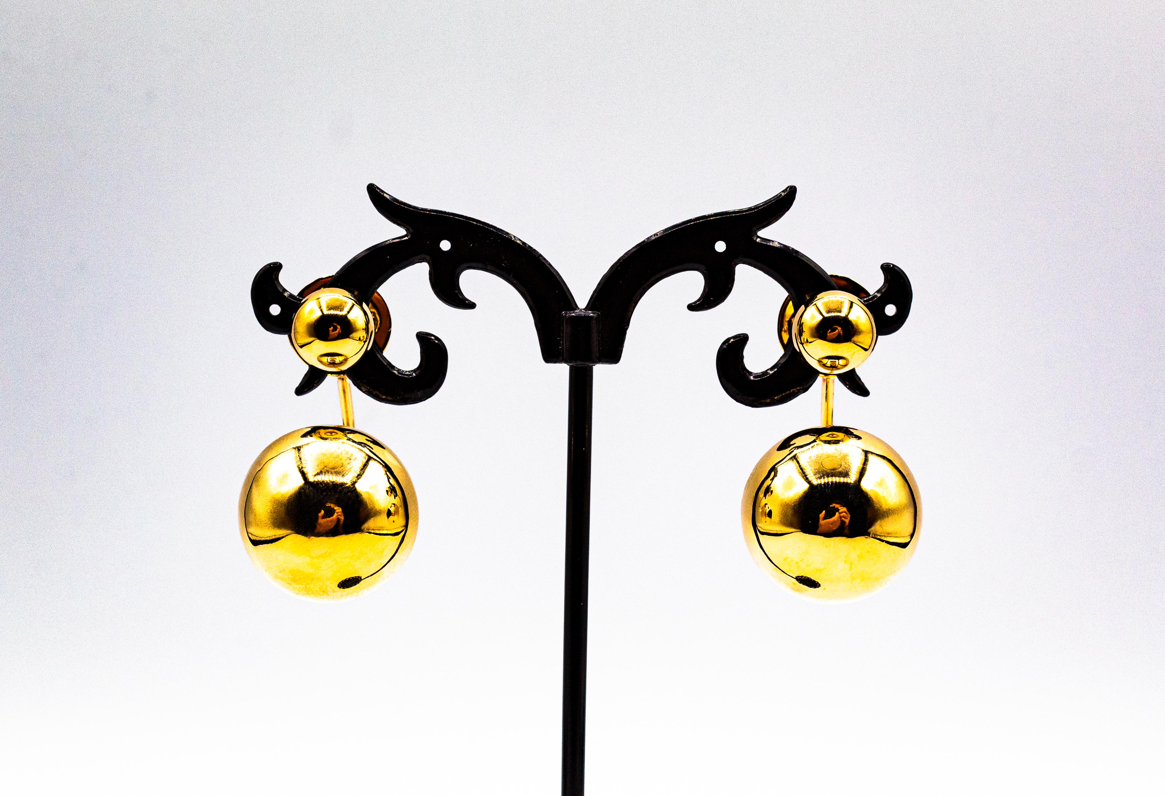 Art Deco Style Handcrafted Yellow Gold Dangle Stud Earrings For Sale 2