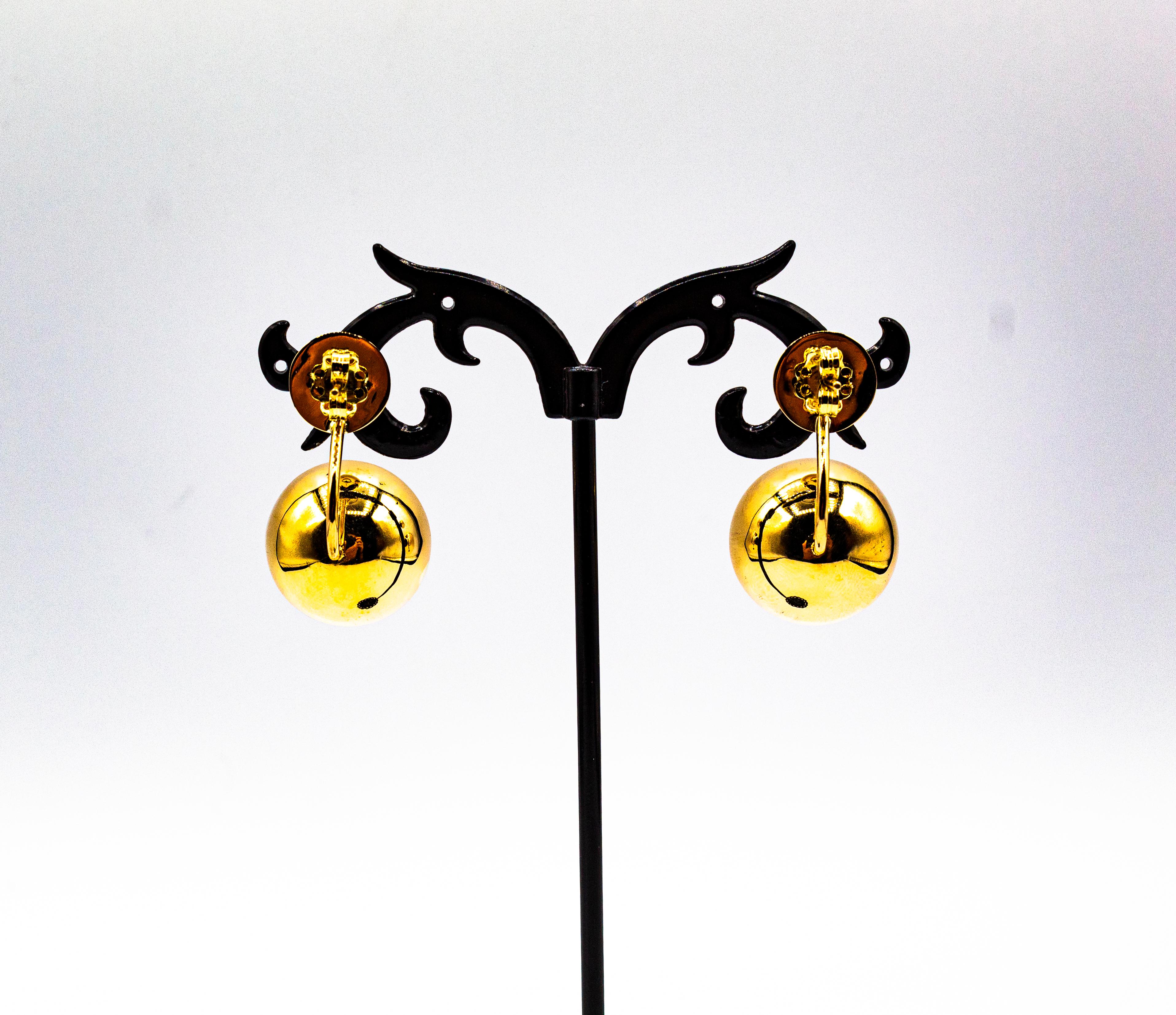 Art Deco Style Handcrafted Yellow Gold Dangle Stud Earrings For Sale 4