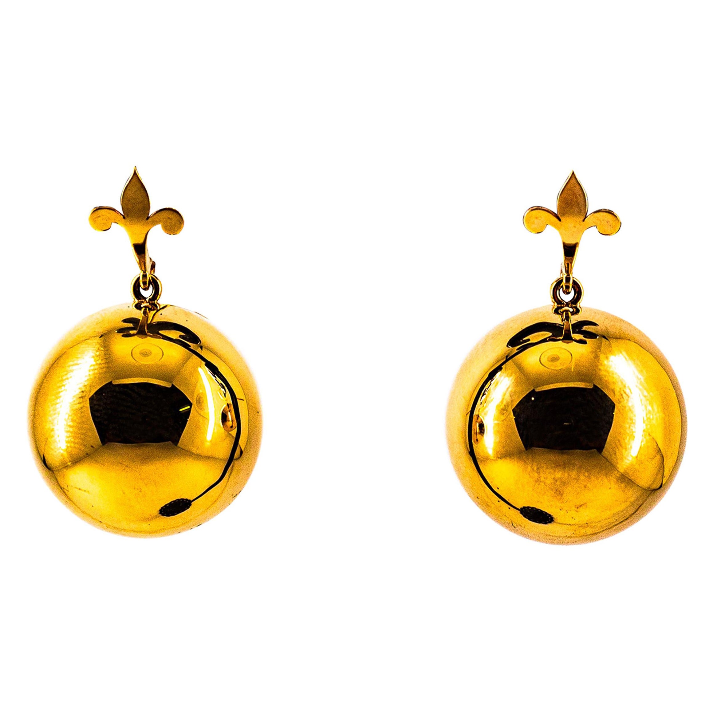 Pendientes colgantes de oro amarillo estilo Art Déco hechos a mano