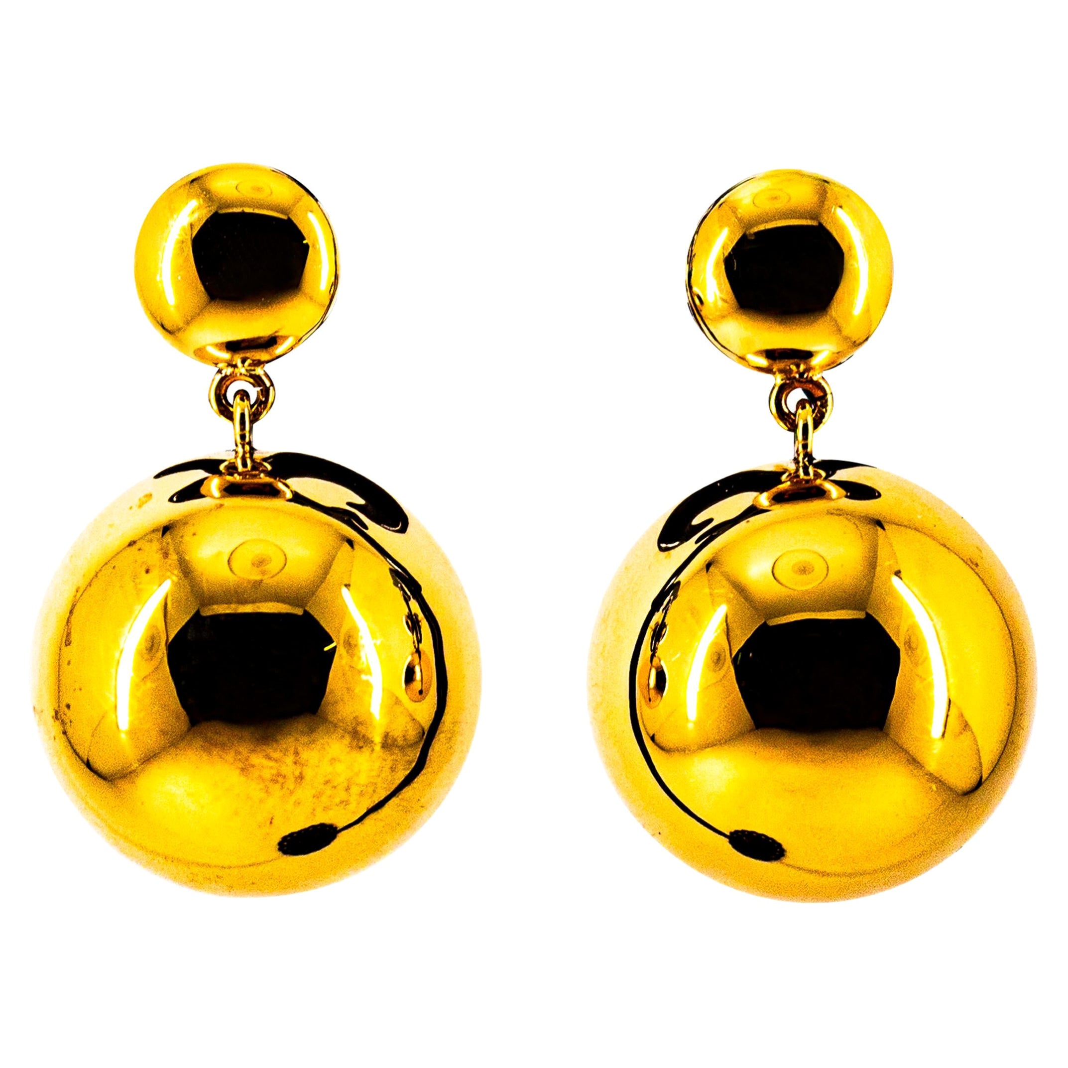 Boucles d'oreilles pendantes en or jaune de style Art déco faites à la main en vente