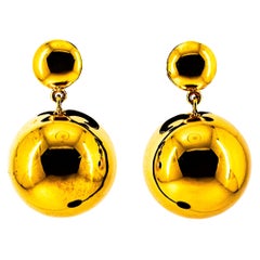 Art Deco Style Handcrafted Yellow Gold Dangle Stud Earrings