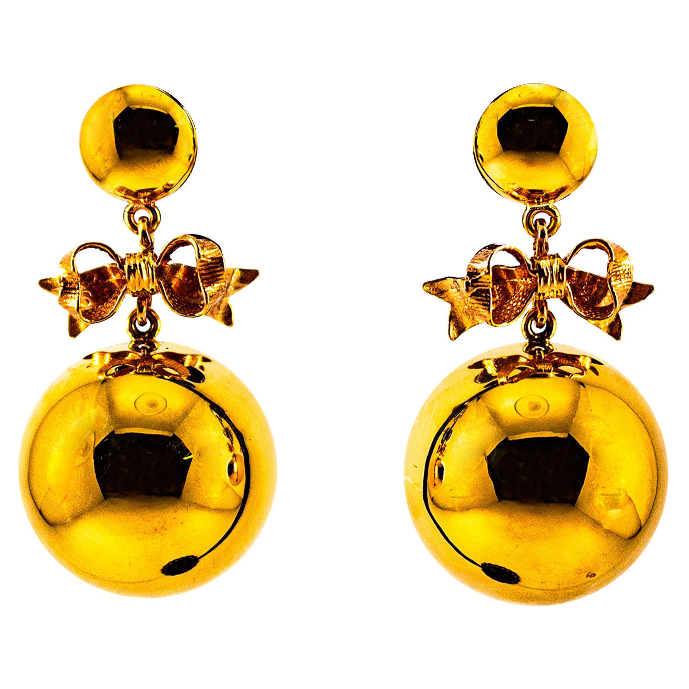 Orecchini pendenti in oro giallo lavorati a mano in stile Art Deco