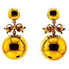 Orecchini pendenti in oro giallo lavorati a mano in stile Art Deco