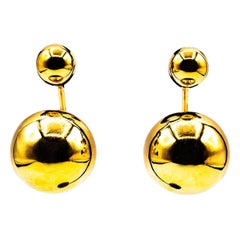 Art Deco Style Handcrafted Yellow Gold Dangle Stud Earrings