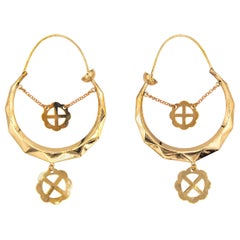 Orecchini a goccia in oro giallo lavorati a mano in stile Art Deco