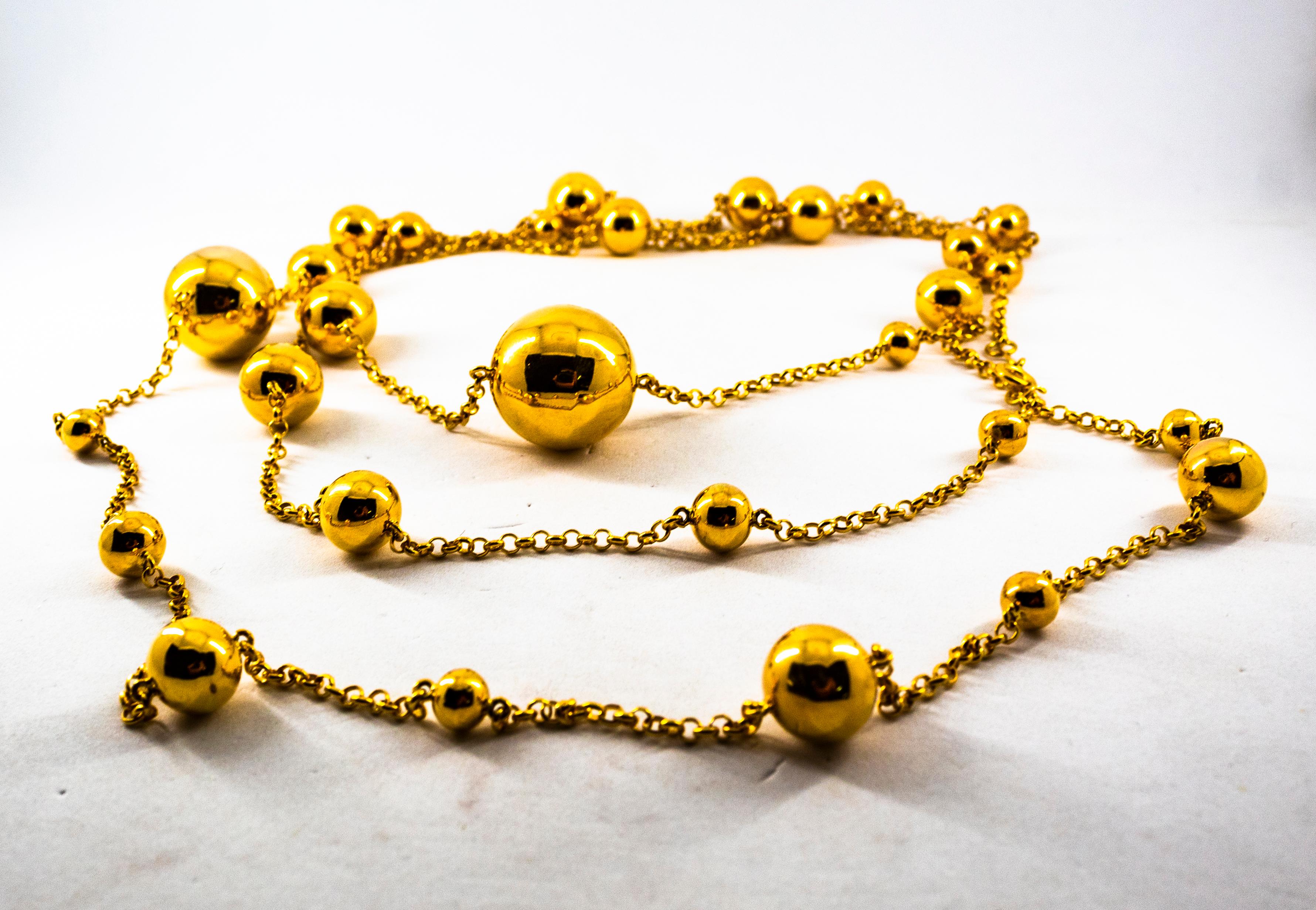 Art Deco Style Handcrafted Yellow Gold Drop Necklace For Sale 6