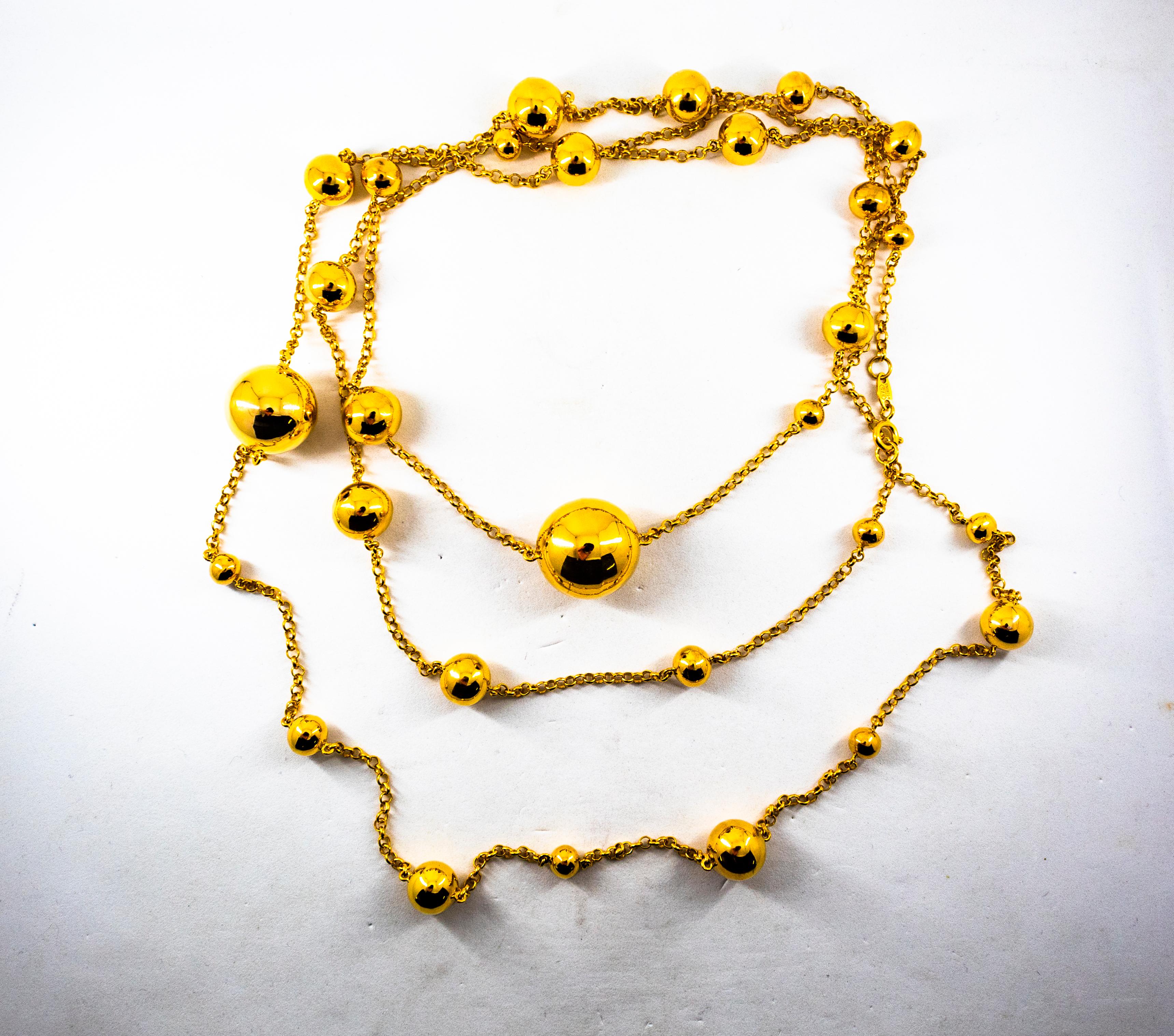 Art Deco Style Handcrafted Yellow Gold Drop Necklace For Sale 7