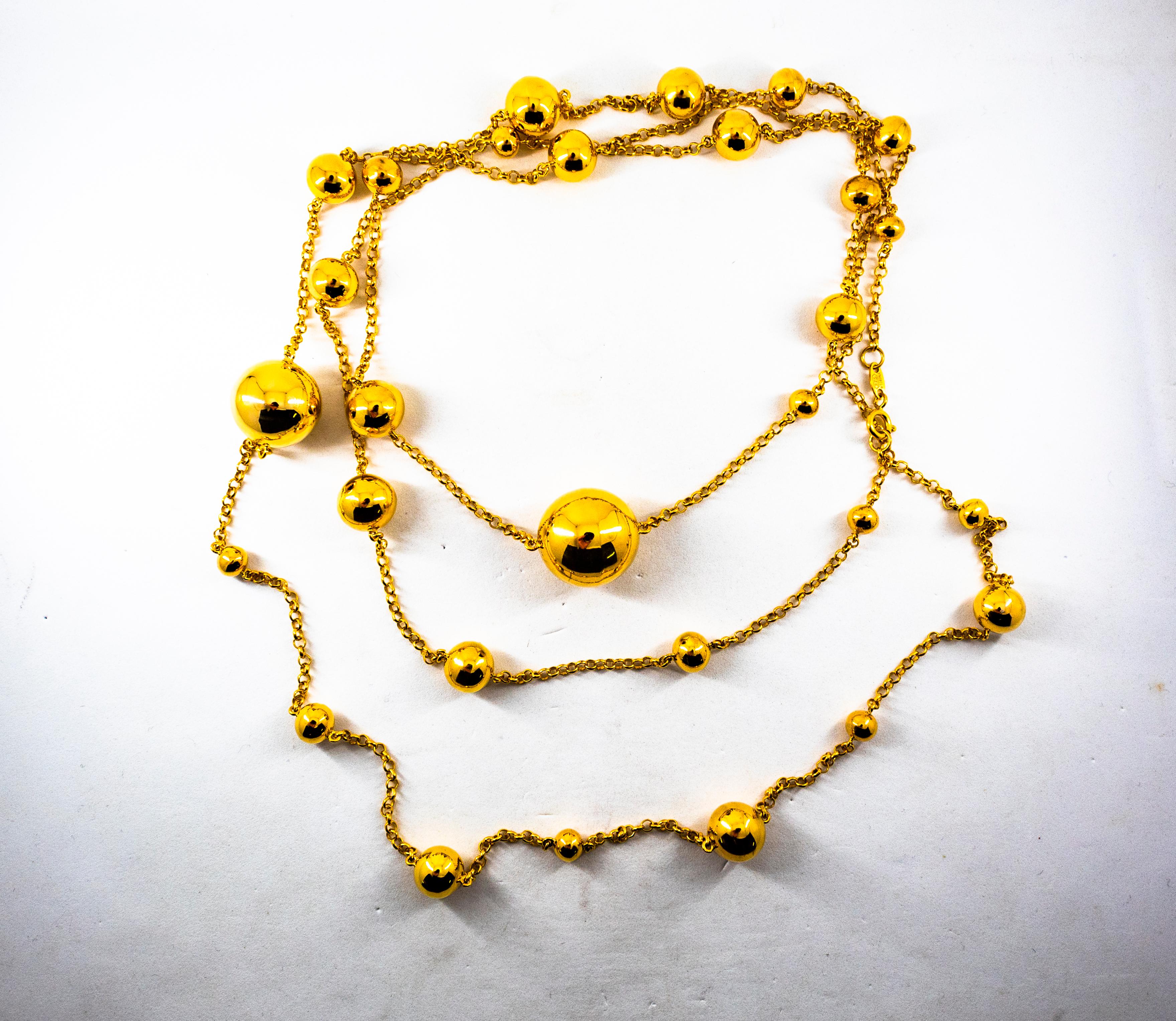 Art Deco Style Handcrafted Yellow Gold Drop Necklace 8