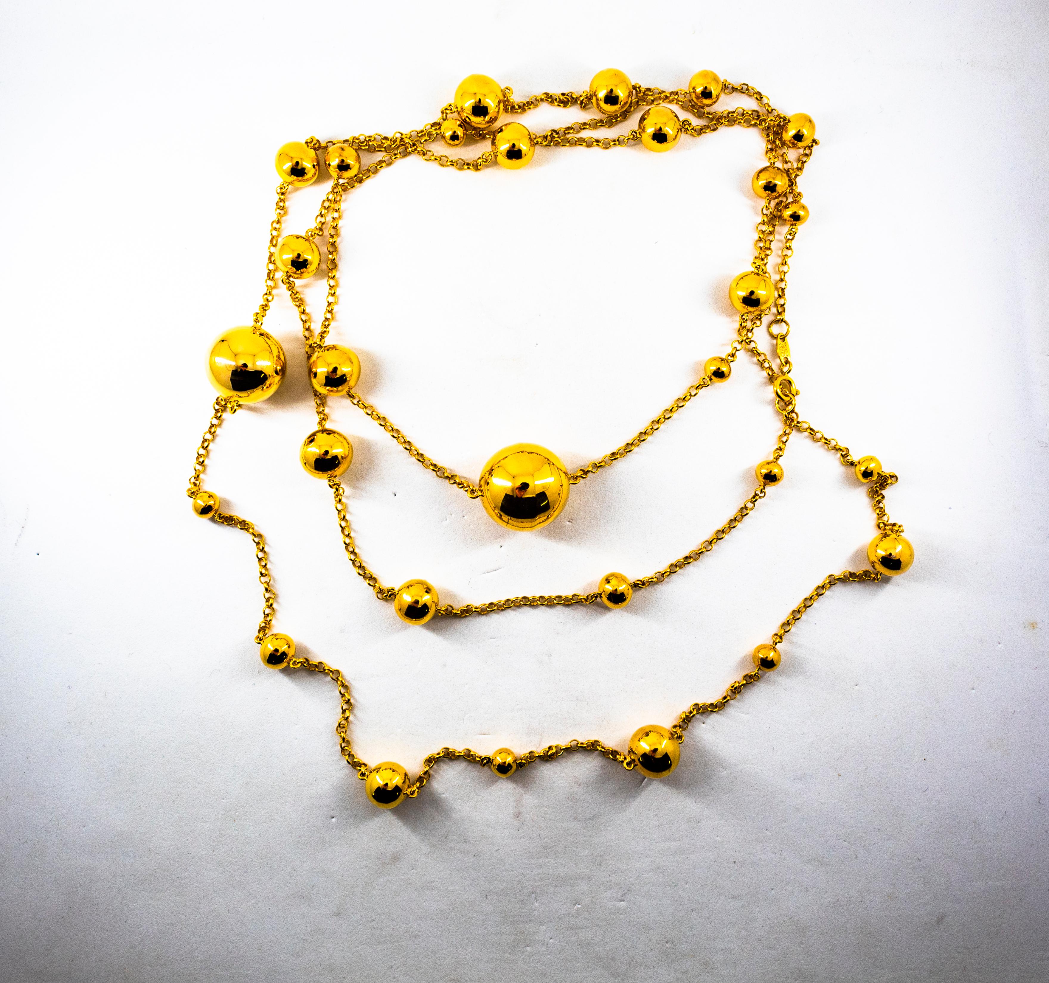 Art Deco Style Handcrafted Yellow Gold Drop Necklace For Sale 10