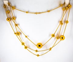 Art Deco Style Handcrafted Yellow Gold Drop Necklace