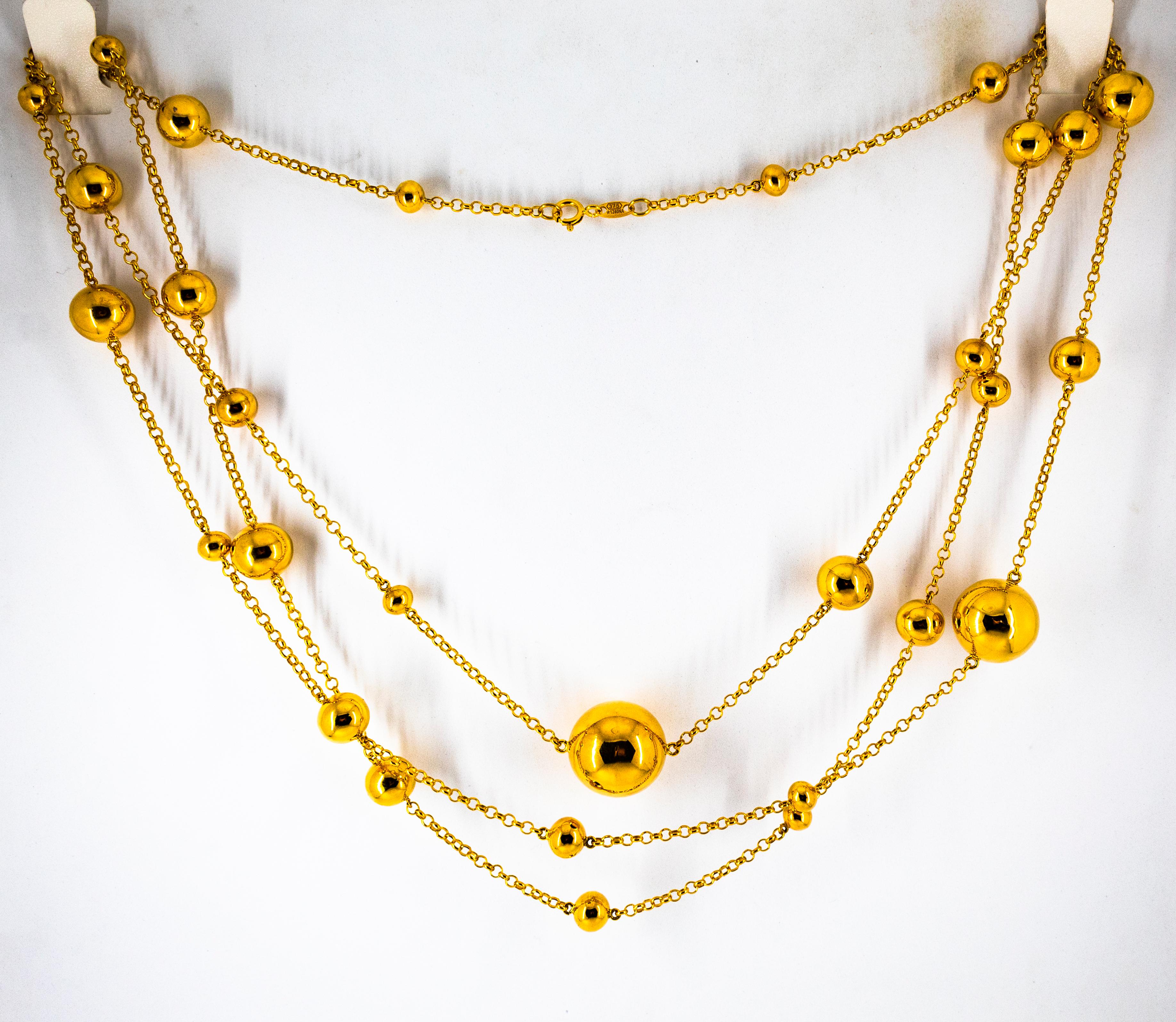 Art Deco Style Handcrafted Yellow Gold Drop Necklace In New Condition For Sale In Naples, IT