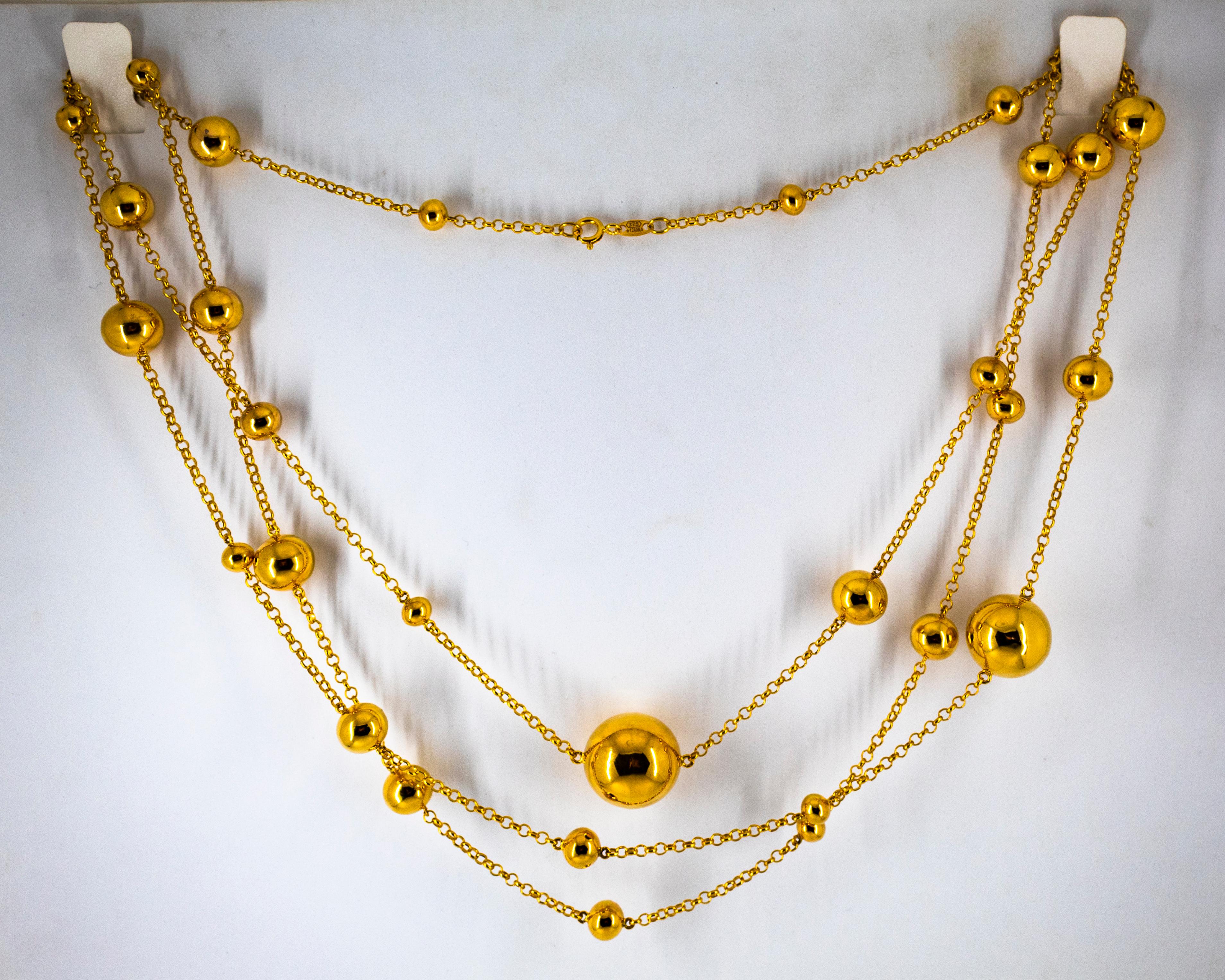 Art Deco Style Handcrafted Yellow Gold Drop Necklace 1