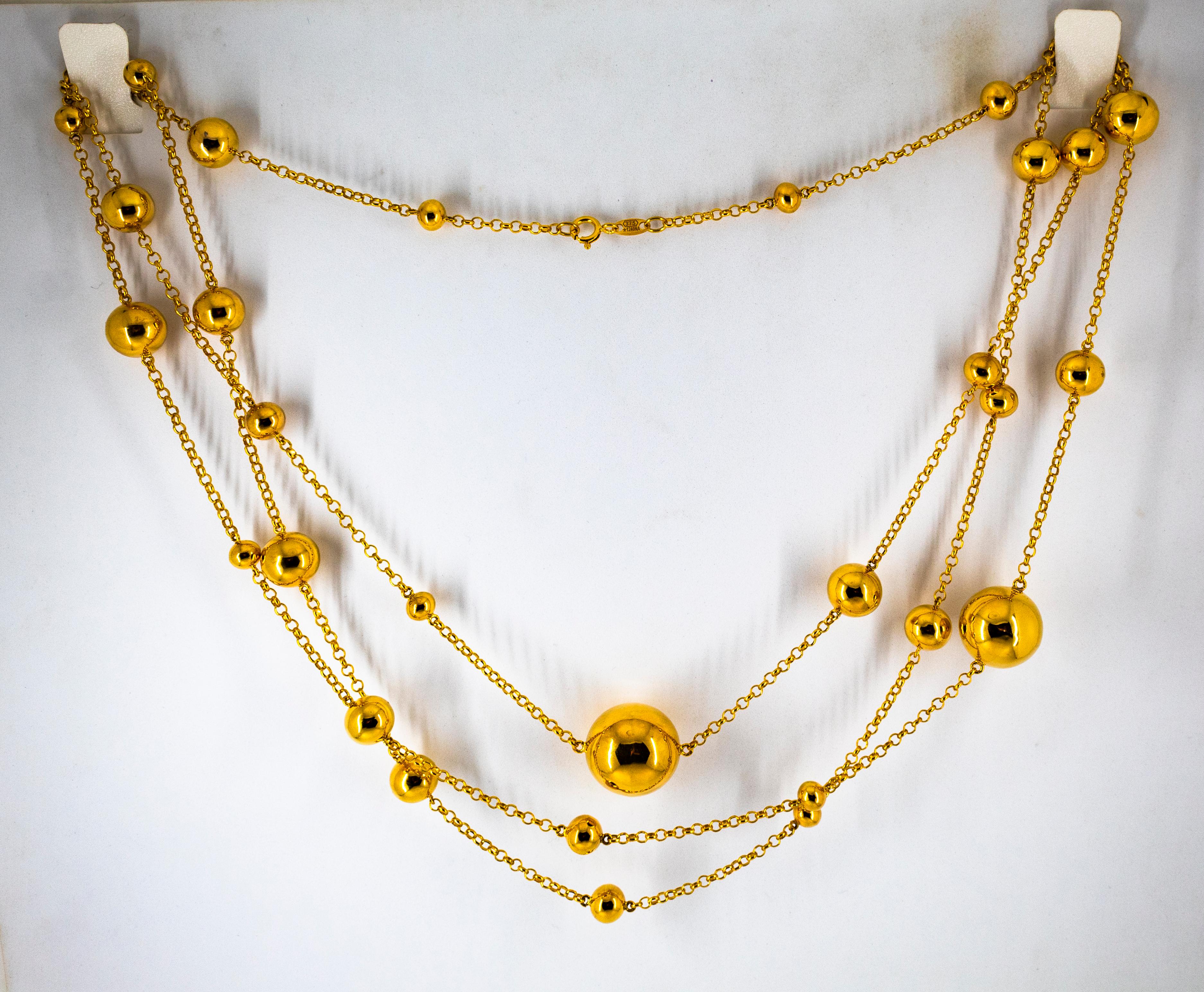 Art Deco Style Handcrafted Yellow Gold Drop Necklace For Sale 2
