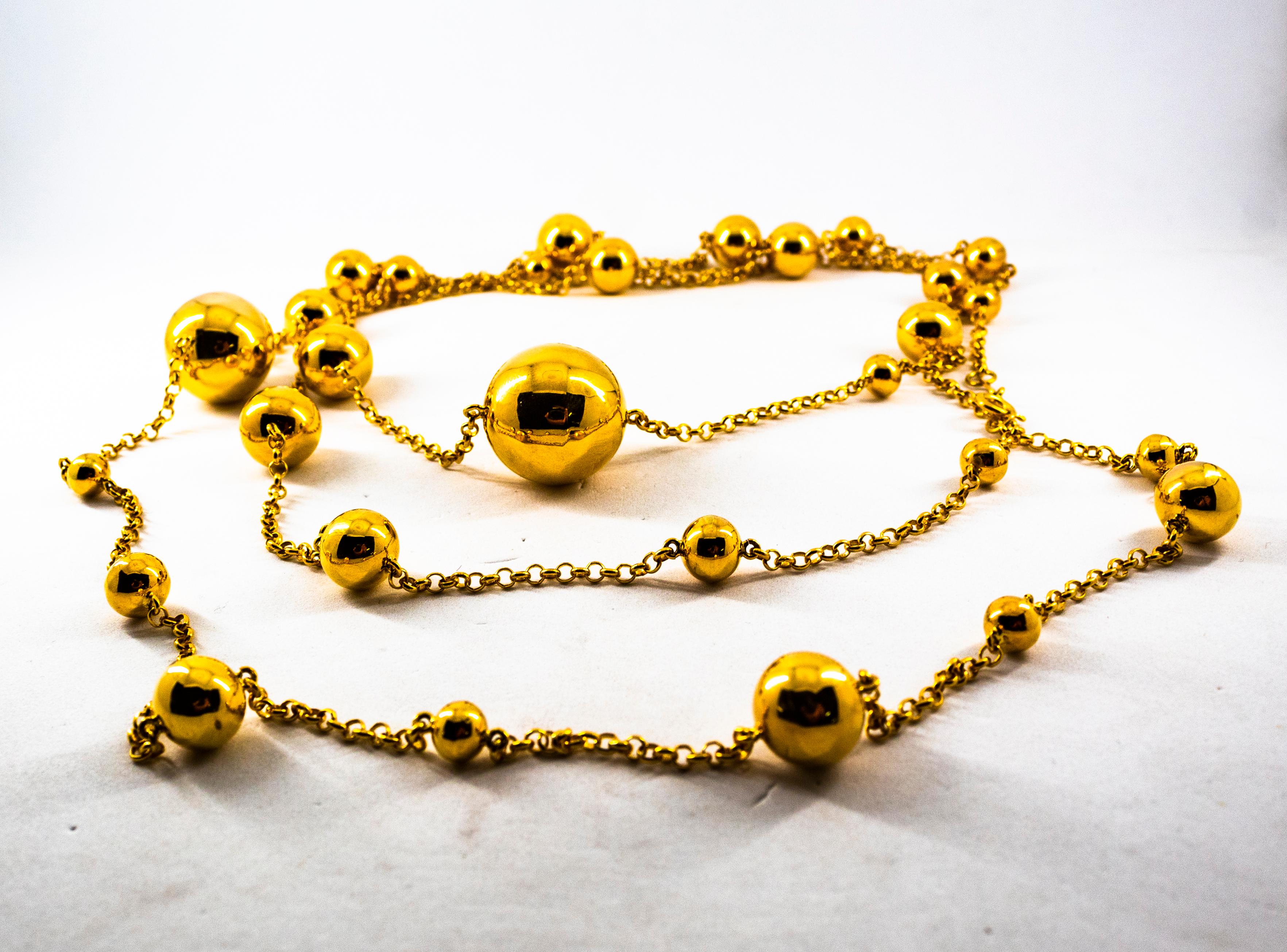 Art Deco Style Handcrafted Yellow Gold Drop Necklace For Sale 3