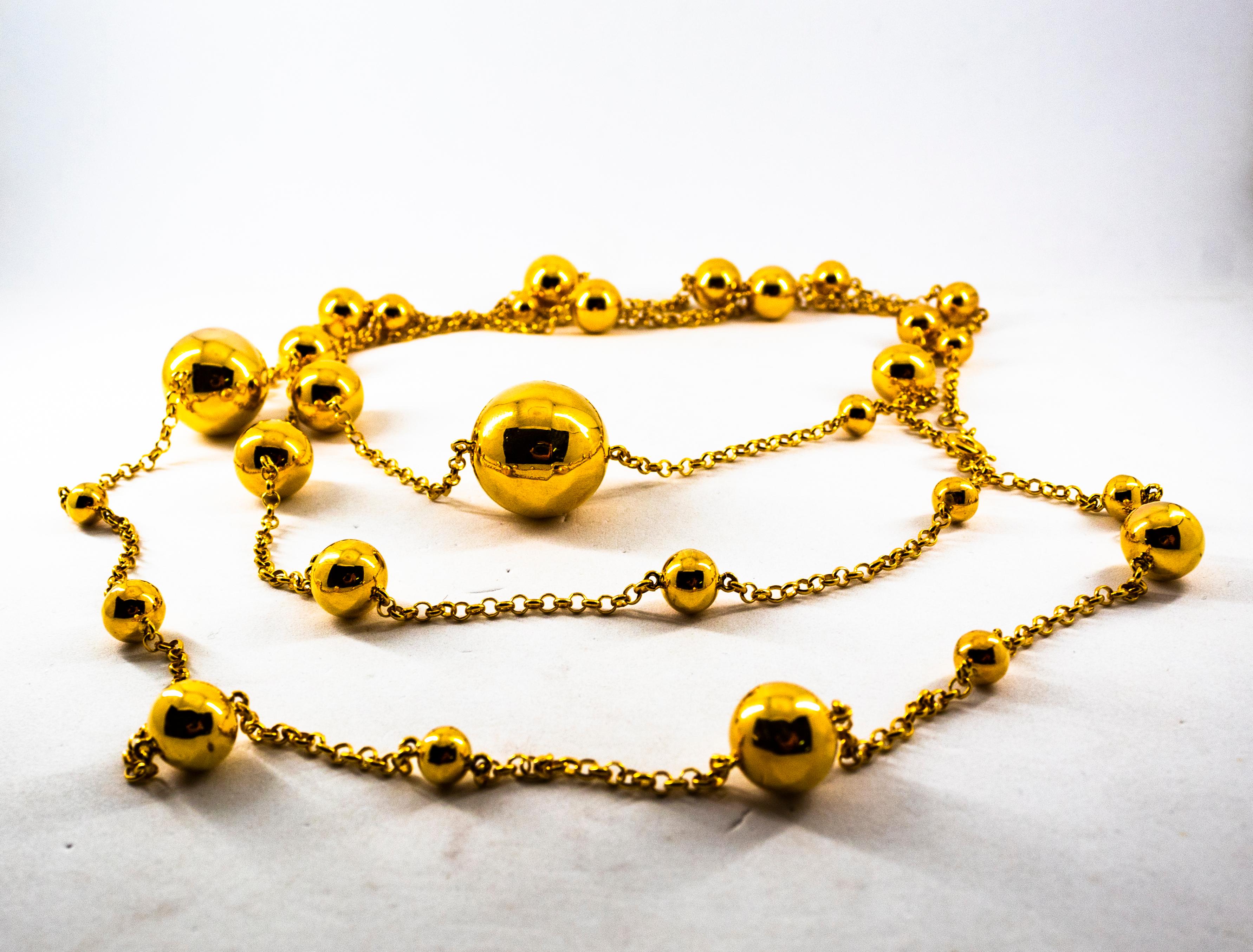 Art Deco Style Handcrafted Yellow Gold Drop Necklace For Sale 4
