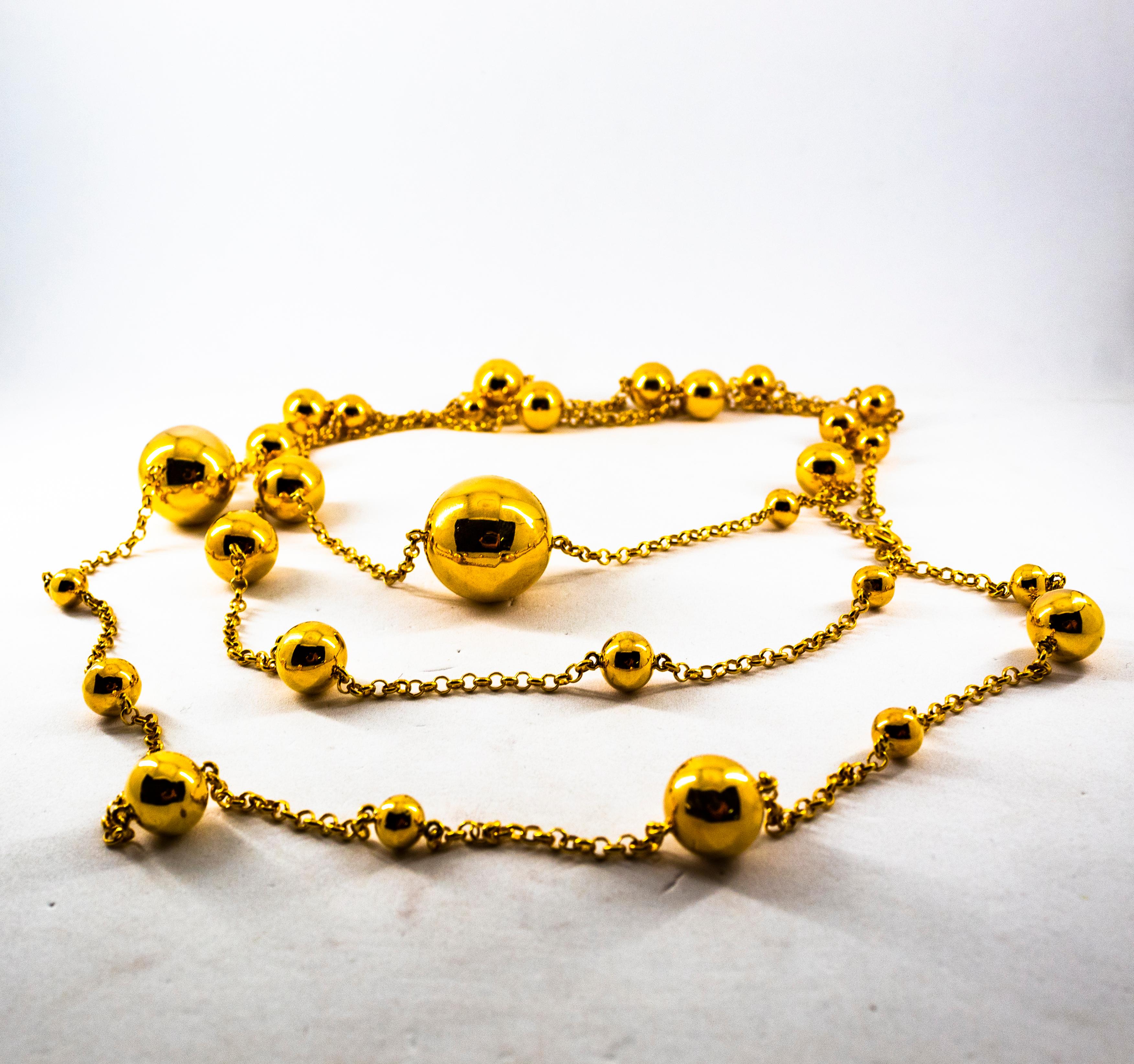 Art Deco Style Handcrafted Yellow Gold Drop Necklace For Sale 5