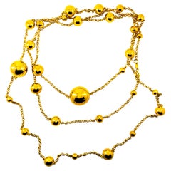 Art Deco Stil Handgefertigte Gelbgold Tropfen Halskette