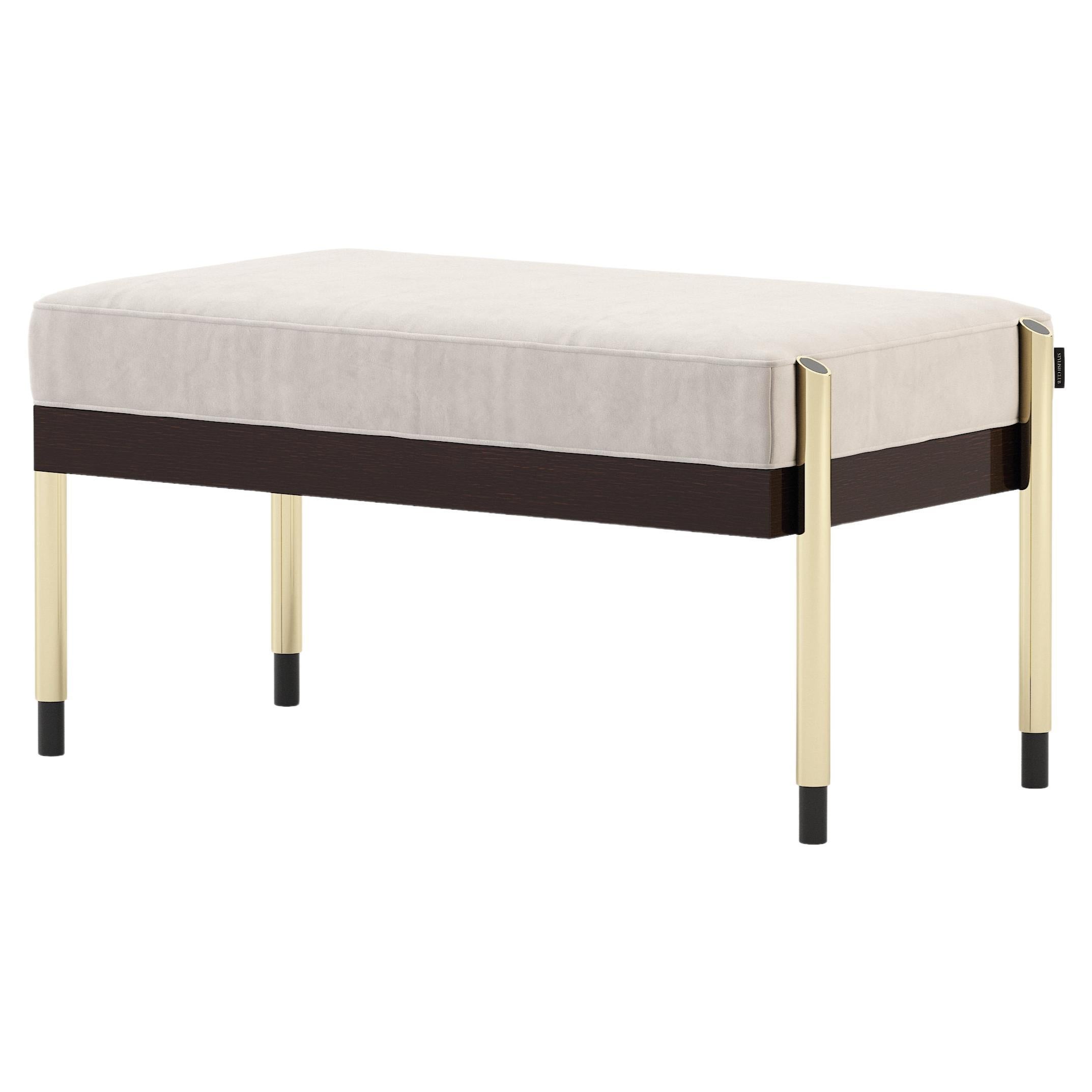 Panchina Her in stile Art Deco realizzata con Oak, metallo e ottone