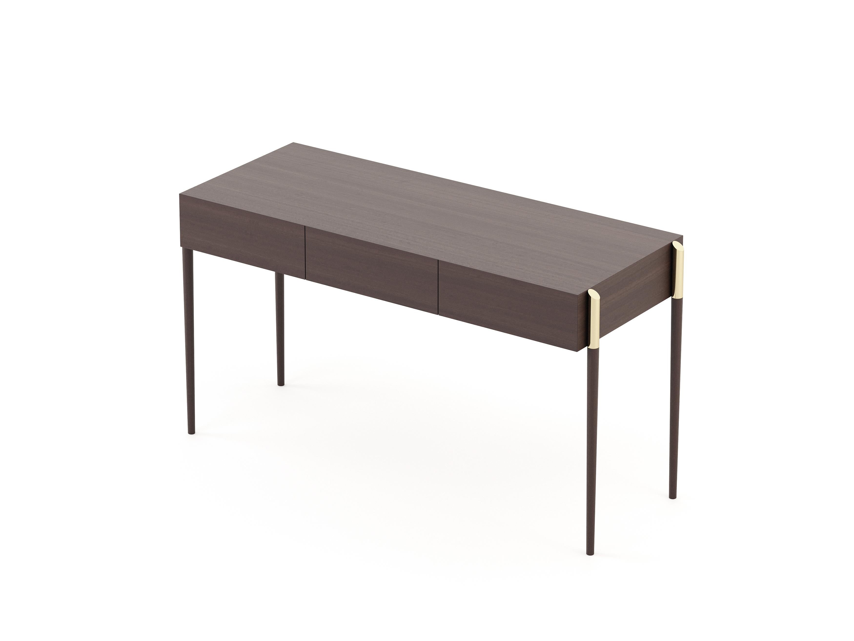 Art déco Bureau de style Art Déco en bois et laiton, fabriqué à la main par Stylish Club en vente