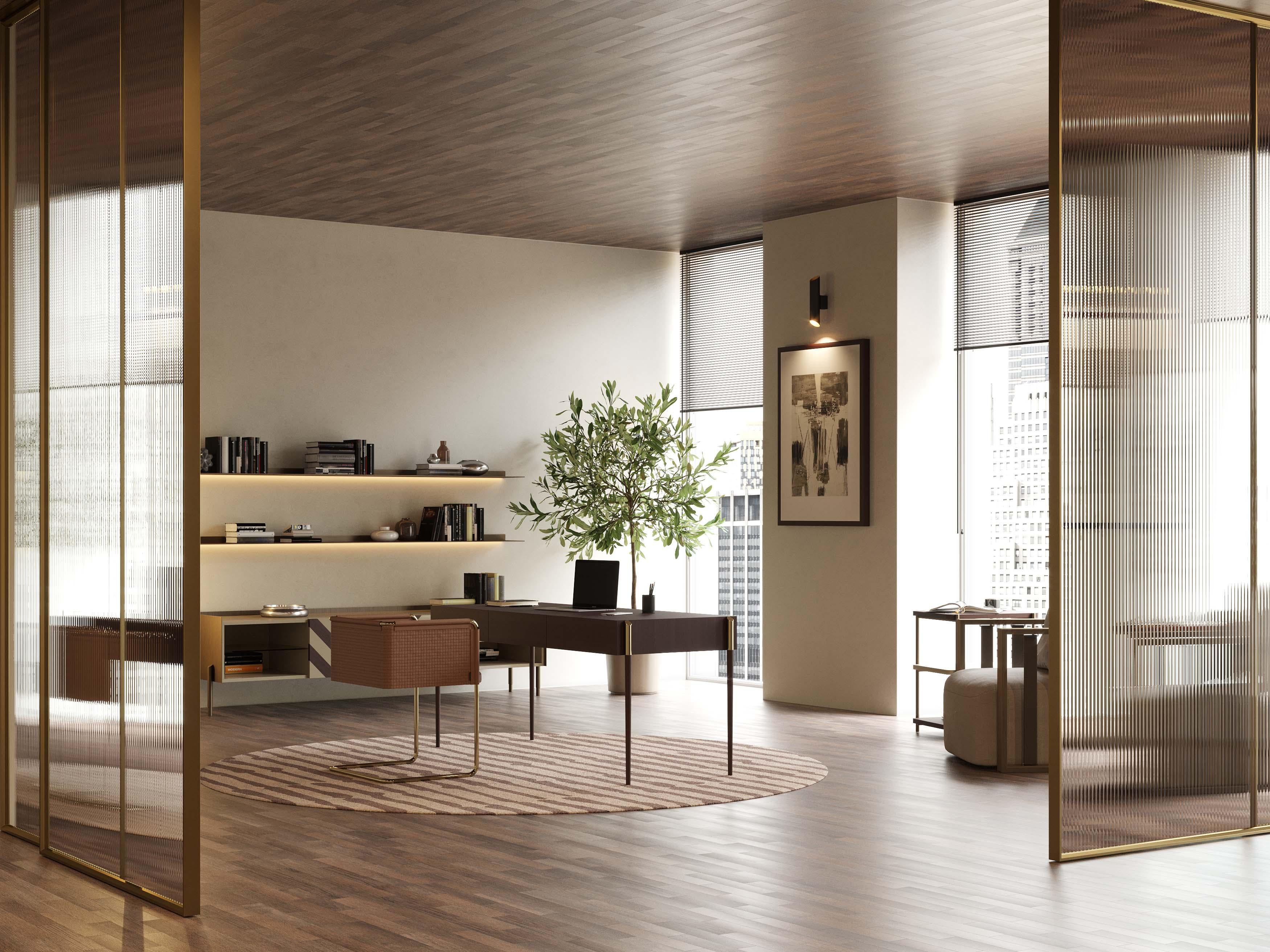 Portugais Bureau de style Art Déco en bois et laiton, fabriqué à la main par Stylish Club en vente