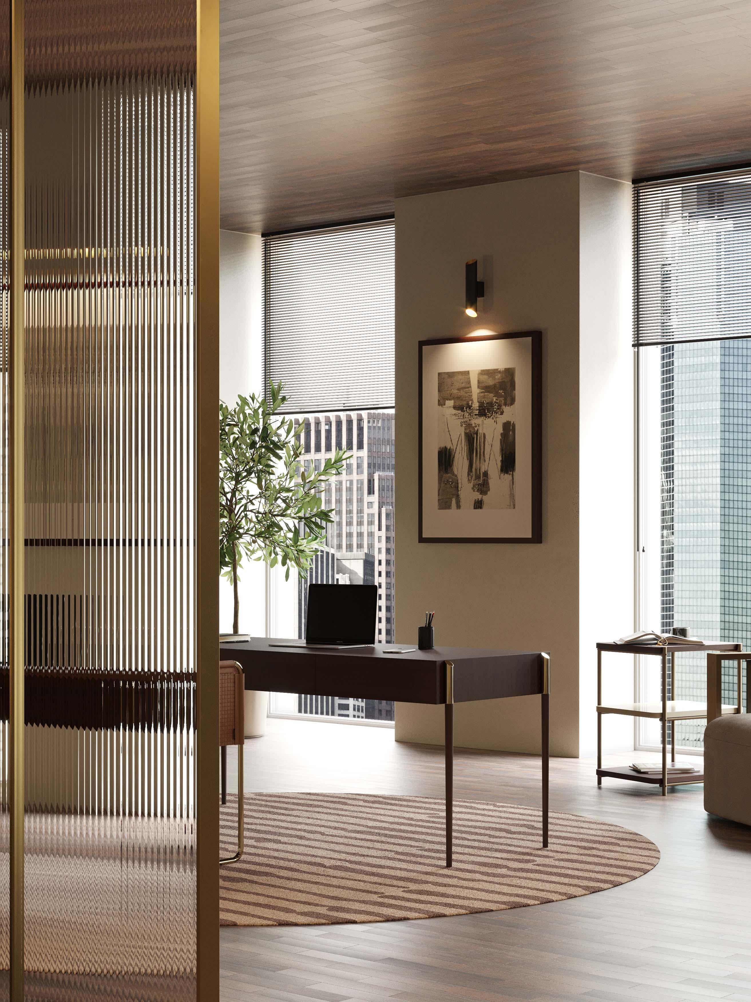 Bureau de style Art Déco en bois et laiton, fabriqué à la main par Stylish Club Neuf - En vente à Seroa, PT