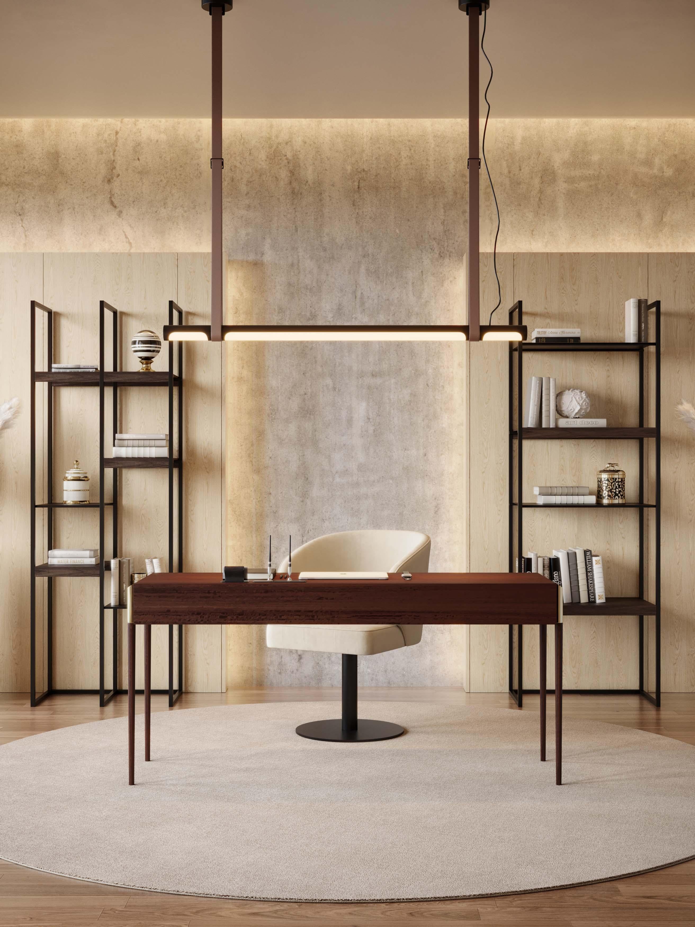 Bureau de style Art Déco en bois et laiton, fabriqué à la main par Stylish Club en vente 1