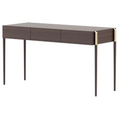 Art Deco Style Her ll Desk Made with Wood and Brass, Handmade by Stylish Club