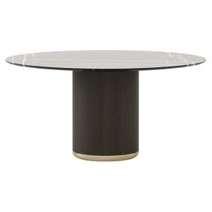 Art Deco Style Her Round Dining Table Made with Oak and Brass by Stylish Club