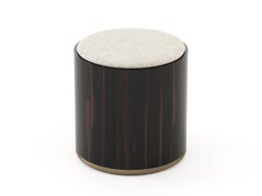 Art Deco Style Her Stool Made with Ebony, Brass and Textile