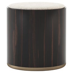 Art Deco Style Her Stool Made with Ebony, Brass and Textile