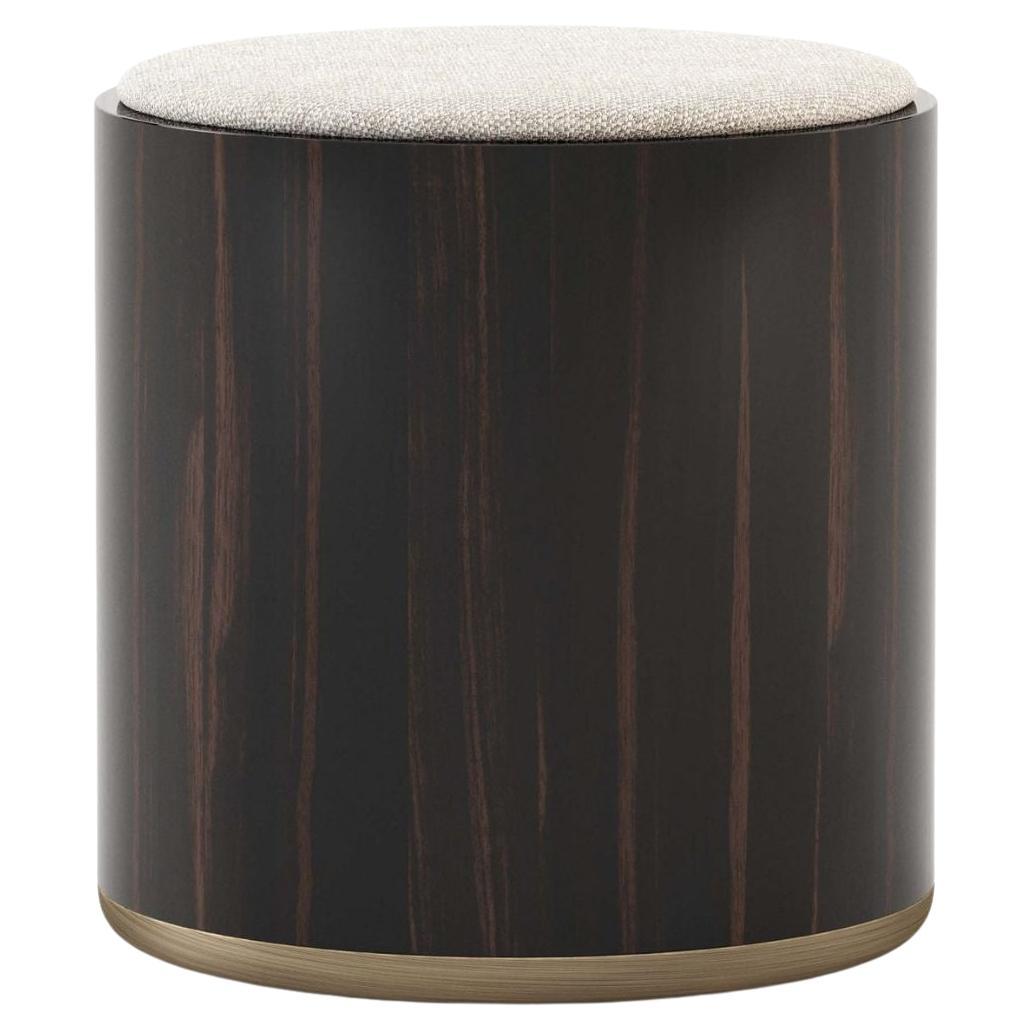 Art Deco Style Her Stool Made with Ebony, Brass and Textile For Sale