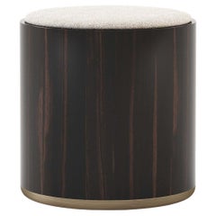 Art Deco Style Her Stool Made with Ebony, Brass and Textile