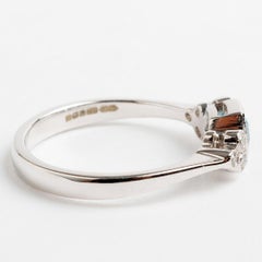 Art Deco Style Hexagon Blue Topaz Ring, Total .09 Carat, Hallmarked London