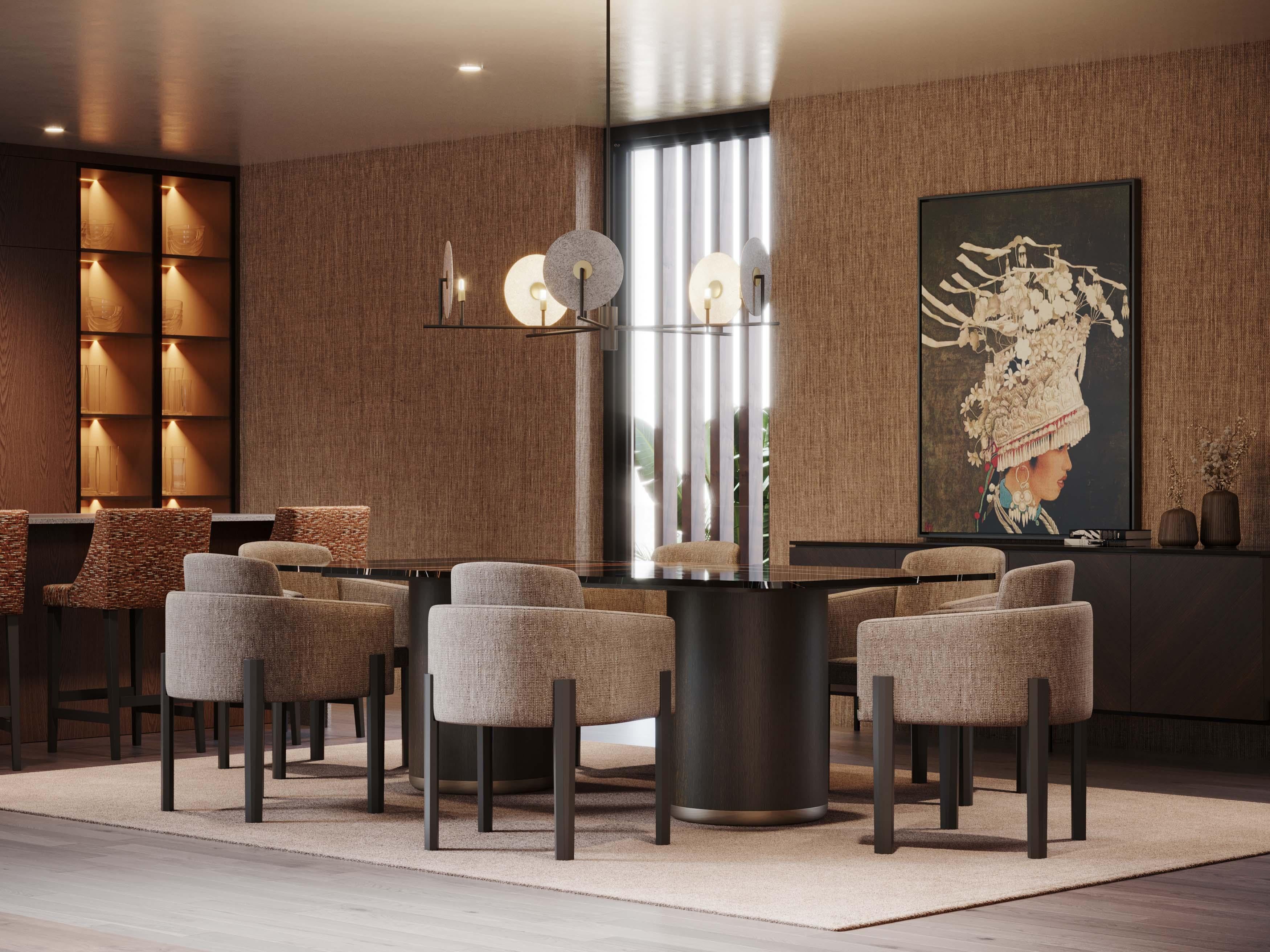 Tessile Sedia His Il in stile Art Deco realizzata in Oak e tessuto, fatta a mano da Stylish Club in vendita