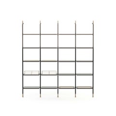 Sistema di librerie modulari a giorno in stile Art Deco di Lui in Wood e Bronzo