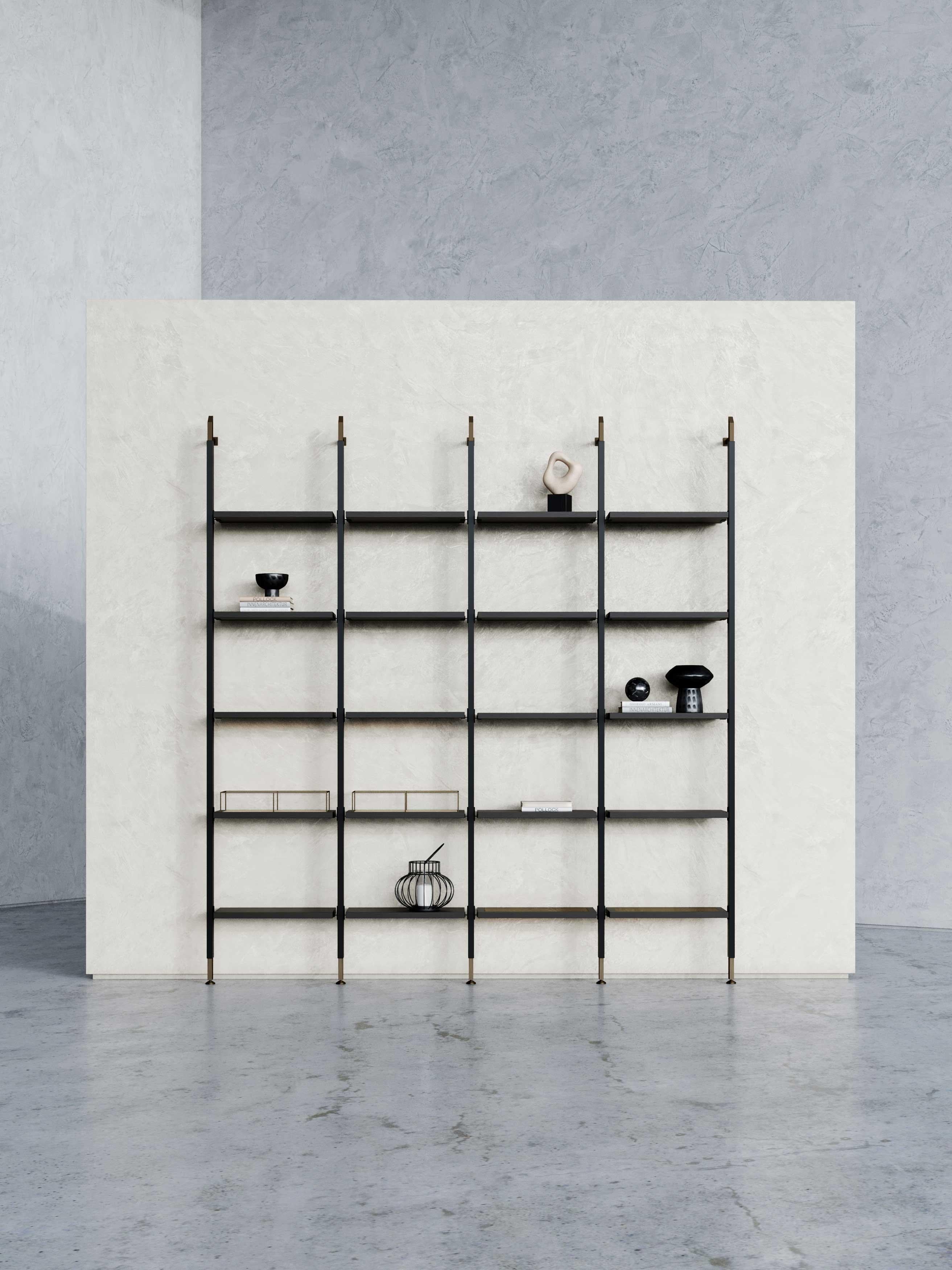 Modulares Bücherregal-Tagessystem im Art-Déco-Stil aus Holz und Bronze (Portugiesisch) im Angebot