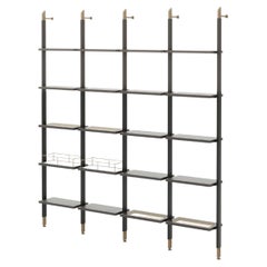 Art Deco Style His Modular Bookcase Day System Made with Wood and Bronze