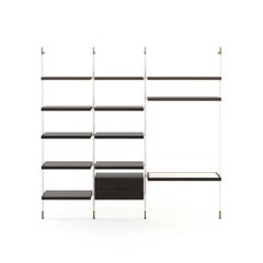 Art Deco Style His Modular Desk Night System Made with Wood and Bronze