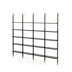 Art Deco Style His Modular Library Day System Made with Wood and Bronze