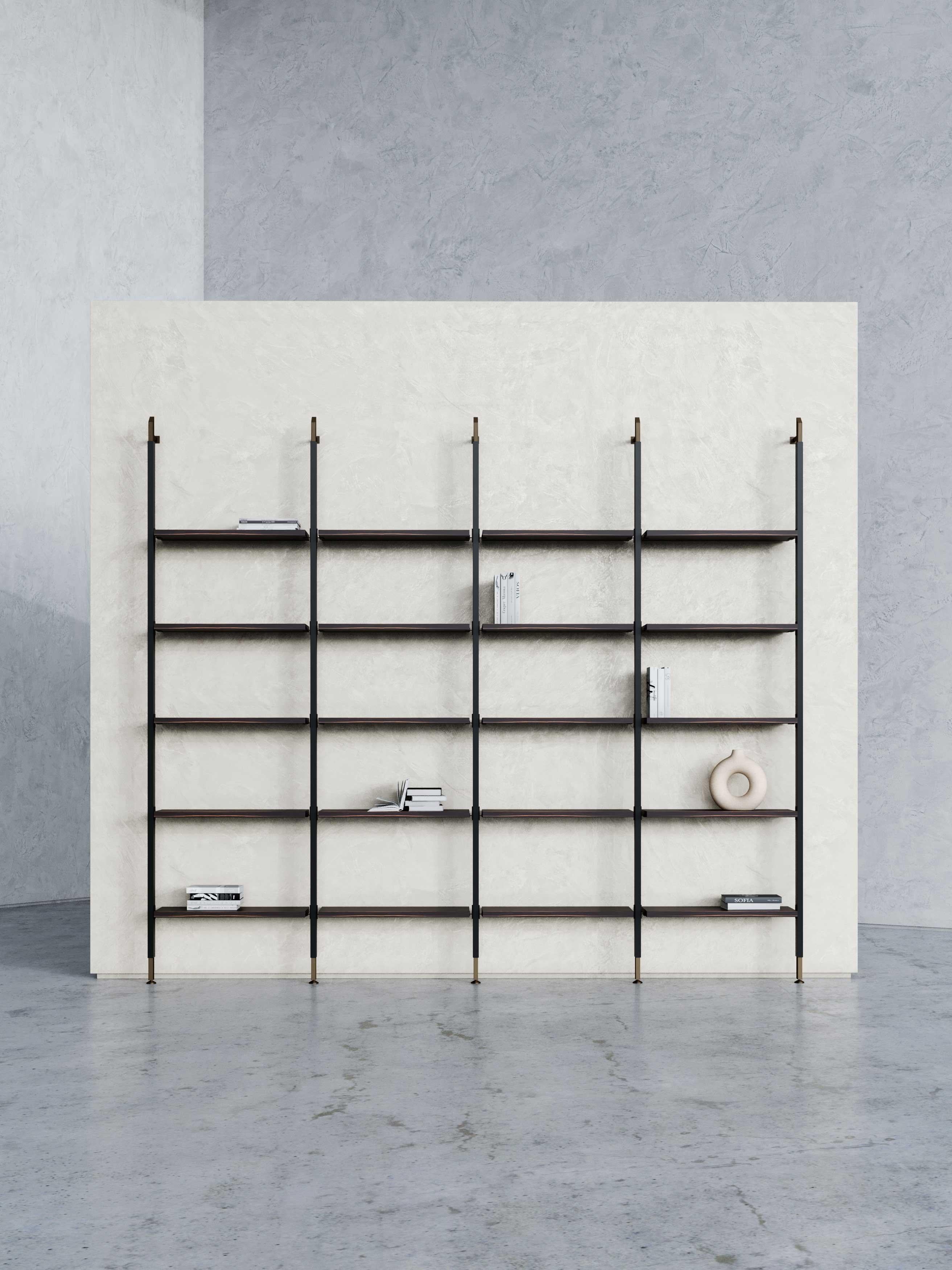 Modulares Bibliotheks-Tagessystem im Art-déco-Stil aus Holz und Bronze (Bronziert) im Angebot