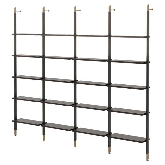 Art Deco Style His Modular Library Day System Made with Wood and Bronze ...