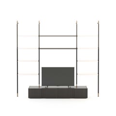 Art Deco Style His Modular Multimedia Day System Made with Wood and Bronze