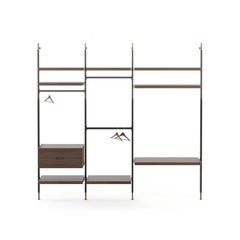 Art Deco Style His Modular Walk-In Closet Night System Made with Wood and Bronze