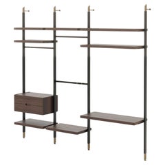 Art Deco Style His Modular Walk-In Closet Night System Made with Wood and Bronze