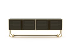 Art Deco Style His Sideboard Made with Oak and Brass, Handmade by Stylish Club
