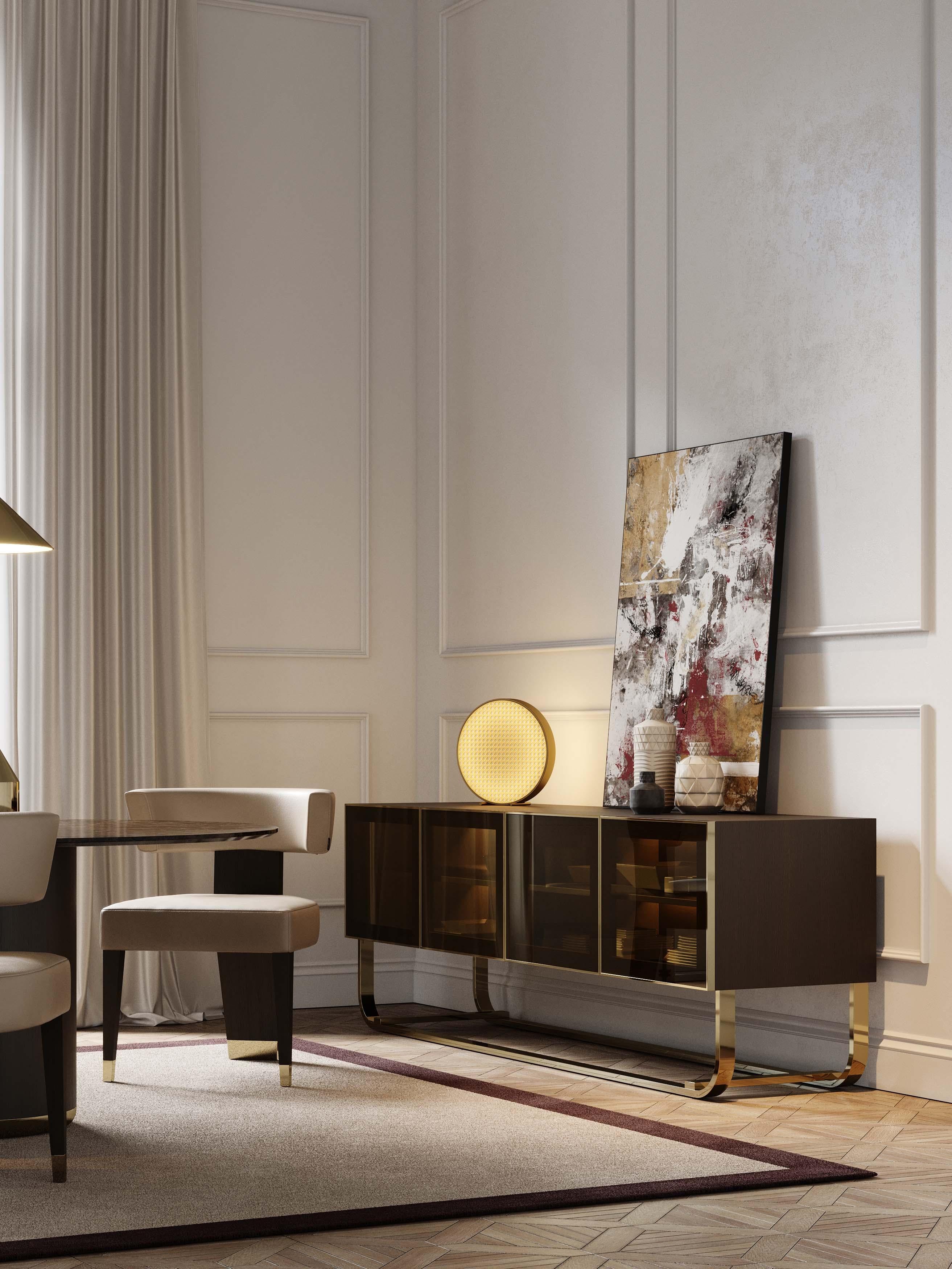 Portoghese Credenza in stile Art Deco realizzata in Oak e ottone, fatta a mano da Stylish Club in vendita