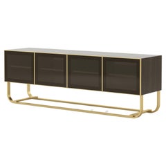 Art Deco Style His Sideboard Made with Oak and Brass, Handmade by Stylish Club