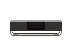 Art Deco style His Tv Cabinet made with ebony, glass and iron, Handmade