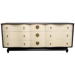 Art Deco Style Hollywood Regency Kent Coffey 2-Tone Lacquer Credenza Cabinet