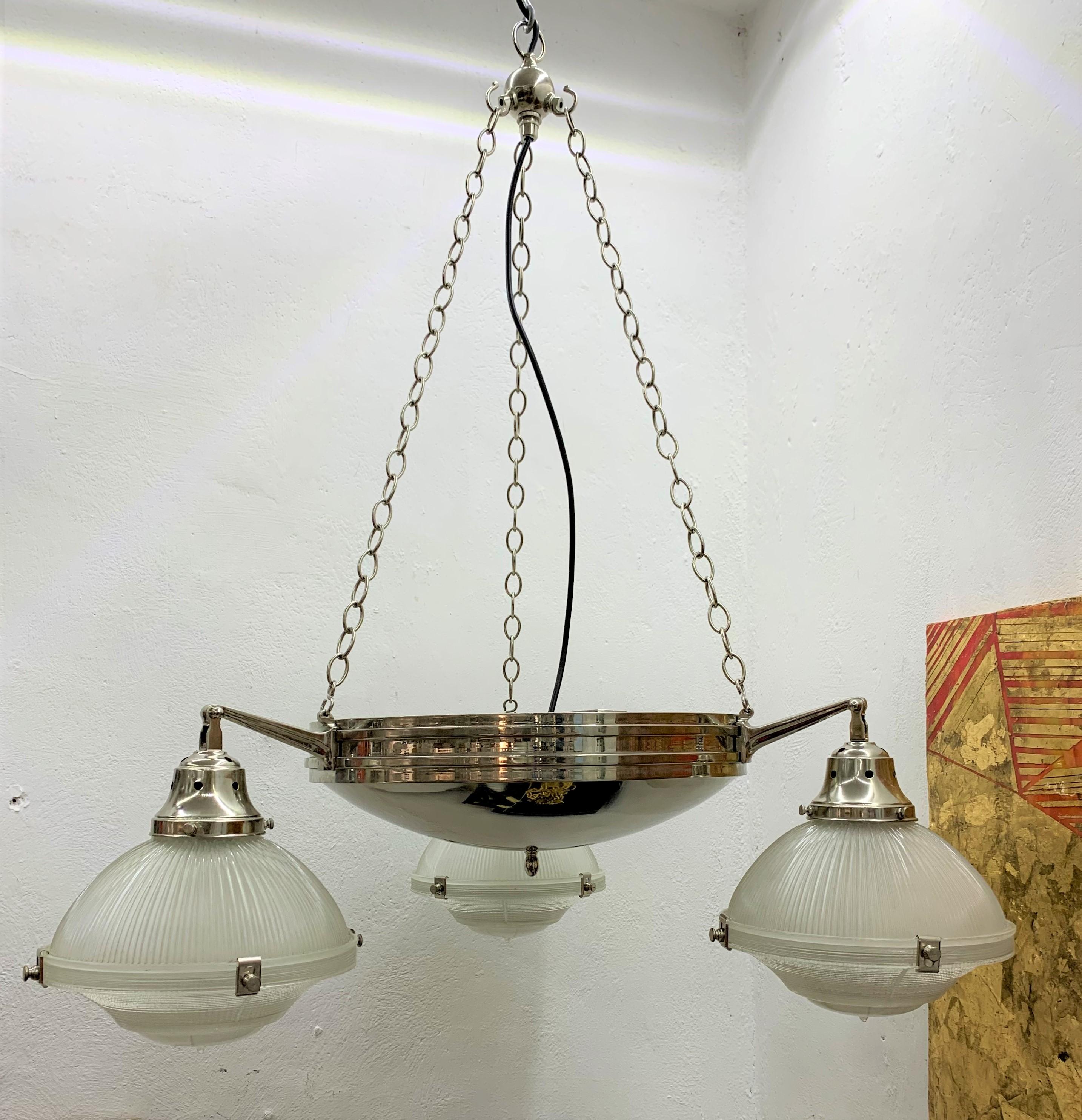 Ottone Lampadario olofane in stile Art Déco, Inghilterra, 1940 circa in vendita